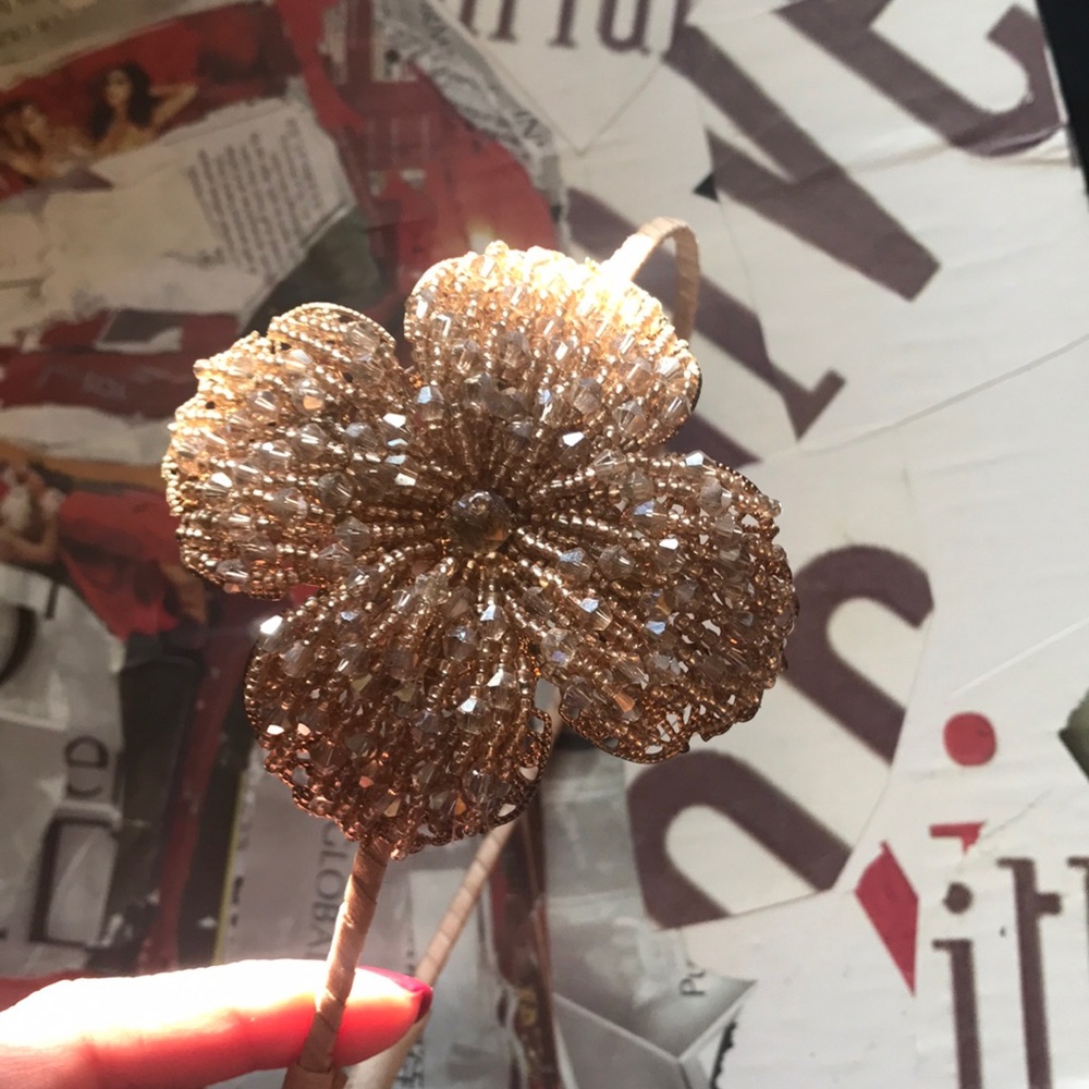 Beaded Headband Cara Gold tone